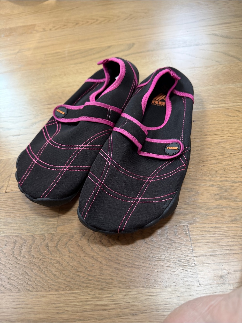 RBX Black and Pink Water Shoes with Velcro Strap 9/10